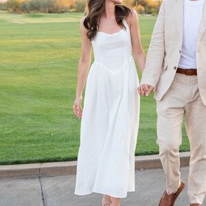 Showpo drop waist halter linen dress